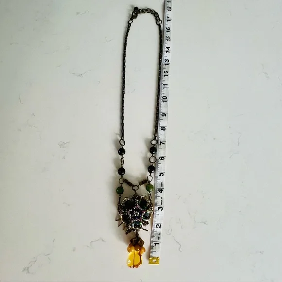 Unique Jewel Tone Labrodite Chunky Pendant Necklace - Picture 7 of 11